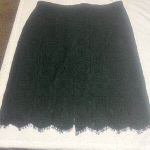 Ann Taylor Dark Green Textured Pencil Skirt